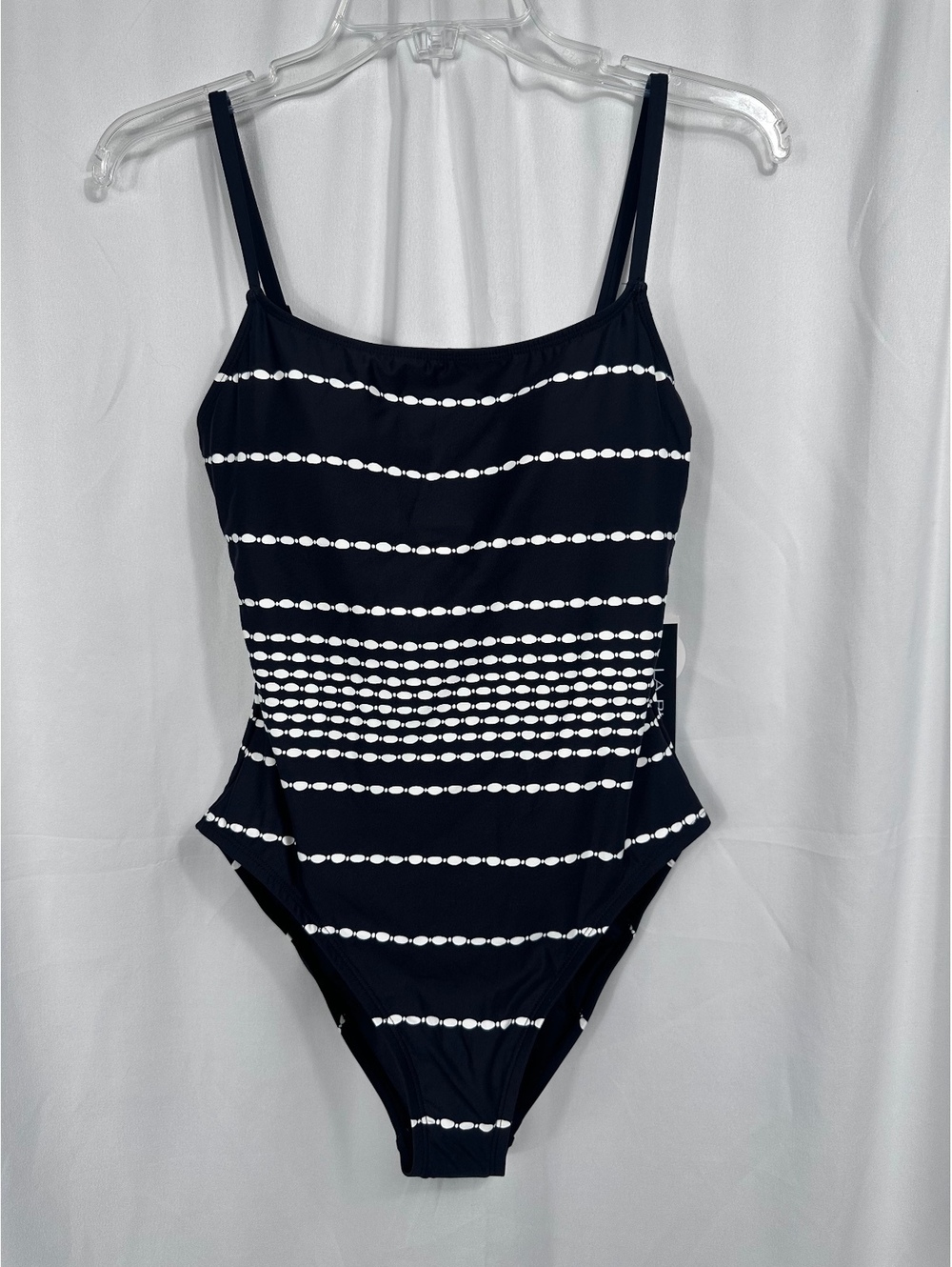 La Blanca Black One Piece Swimsuit with White Dot Pattern Size 8